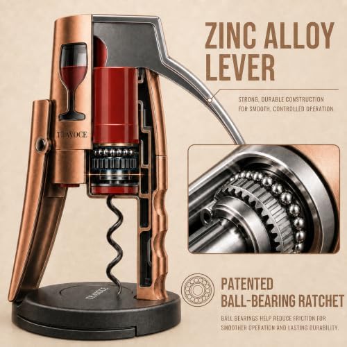 TRAVOCE Manual Lever Wine Opener with Foil Cutter, Bronze Tone