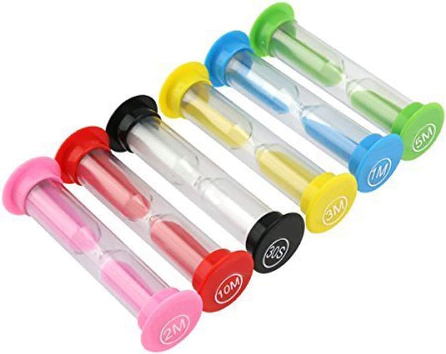 Sand Timer, KISEER 18 Pcs Colorful Hourglass Sandglass Sand Clock Timers Set 30sec / 1min / 2mins / 3mins / 5mins / 10mins for Brushing Children's Teeth, Cooking, Game, School, Office