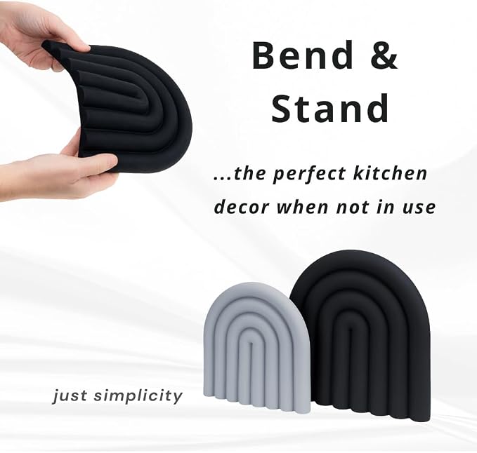 Premium Silicone Trivet Set, Freestanding Bendable Design, Kitchen Decor - Durable & Stylish Heat-Resistant Countertop Protector (Monochrome, Set, Arch)