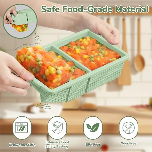 Silicone Freezer Trays with Lid (2-Pack), 1-Cup & 2-Cup Silicone Freezer Molds, Stackable Soup Cubes Freezer Tray with Lid for Portion Control,Food Storage & Meal Prep, Oven & Dishwasher Safe