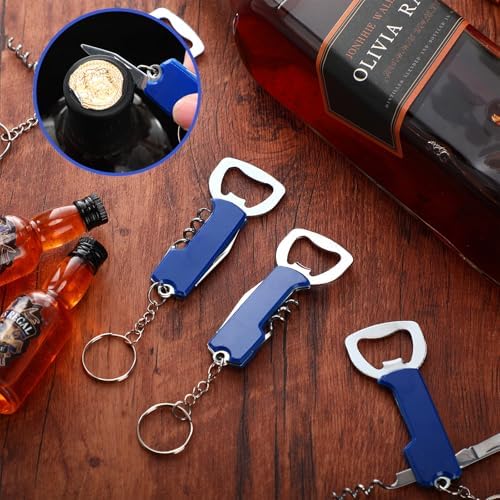 Ziliny 24 Pcs Wine Bottle Opener Keychains Bulk Corkscrew, Blue