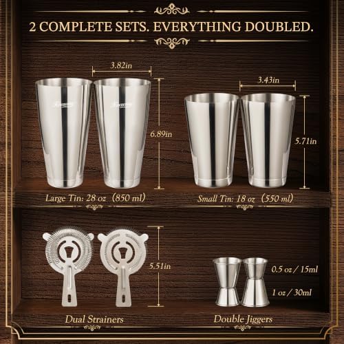 KITESSENSU Boston Cocktail Shaker Set, 8-Piece Stainless Steel Bar Kit