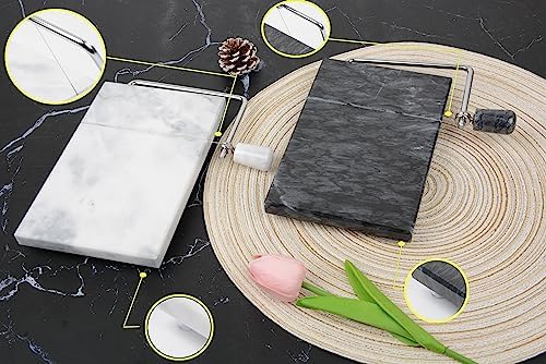 Marble Cheese Slicer,Non-stick Cheese Slicer,Polished Marble Cheese Slicing Plate for Cheese Slicing,Butter, Soft Foods(White Grey)