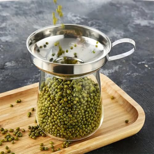 2 Pack Stainless Steel Funnel Set,Wide Mouth Filling Kitchen Funnels for Liquids,Fluids,Spices and Powders,Small+Large,Silver