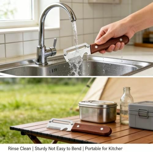 2-in-1 Vegetable Peeler & Julienne Shredder, Stainless Steel Wooden Handle
