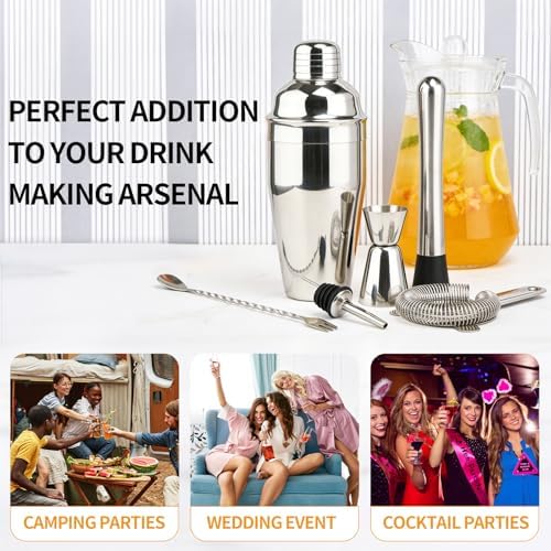 6-Piece Cocktail Shaker Set Bartender Kit Drink Shaker Bar Set