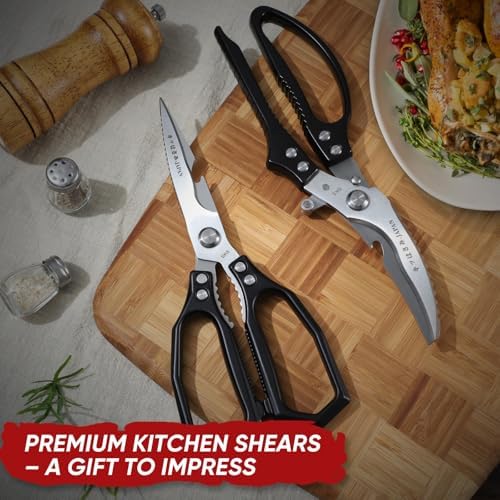 TIVOLI Black Kitchen Shears Set for Meat, Chicken & Turkey Boning
