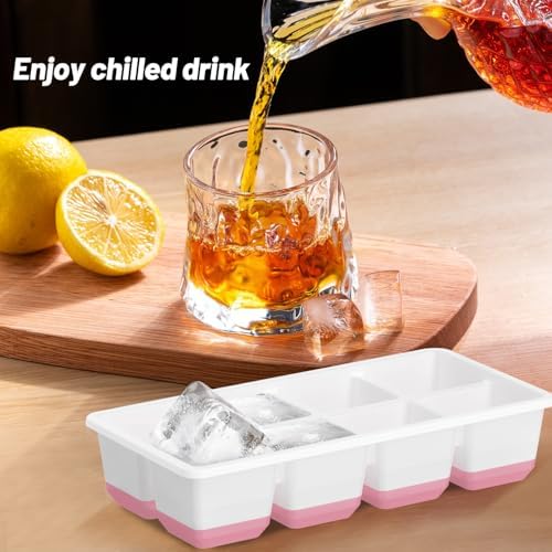 VEHHE Ice Cube Tray, 2 Pack Reusable Large Ice Cube Molds with Lid
