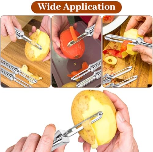 Yuanchu 3 Pack Stainless Steel Kitchen Vegetable Peelers, Ergonomic Rotary Peeler for Carrot Potato Fruit Dishwasher Safe Kitchen Tool