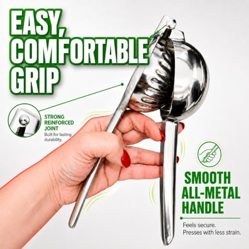 Handheld All-Metal Lemon Squeezer, Stainless Steel, XL
