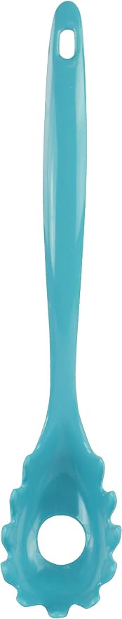Spaghetti Spoon, Pasta Server, Fork with Ergonomic Handle, Heat Resistant, BPA Free,11.5 inch Melamine Utensil by Reston Lloyd, Aqua-Blue