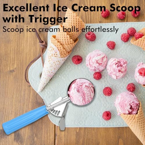 JUNADAEL J Ice Cream Scoop With Trigger, Cookie Scoop Set, Incluede 1.2 OZ/ 2 OZ/ 4 OZ Scoop, Portion Control For Cookie Dough, Ice Cream, Cupcake, Muffin, Mashed Potatoes, Side Dish, Pancake