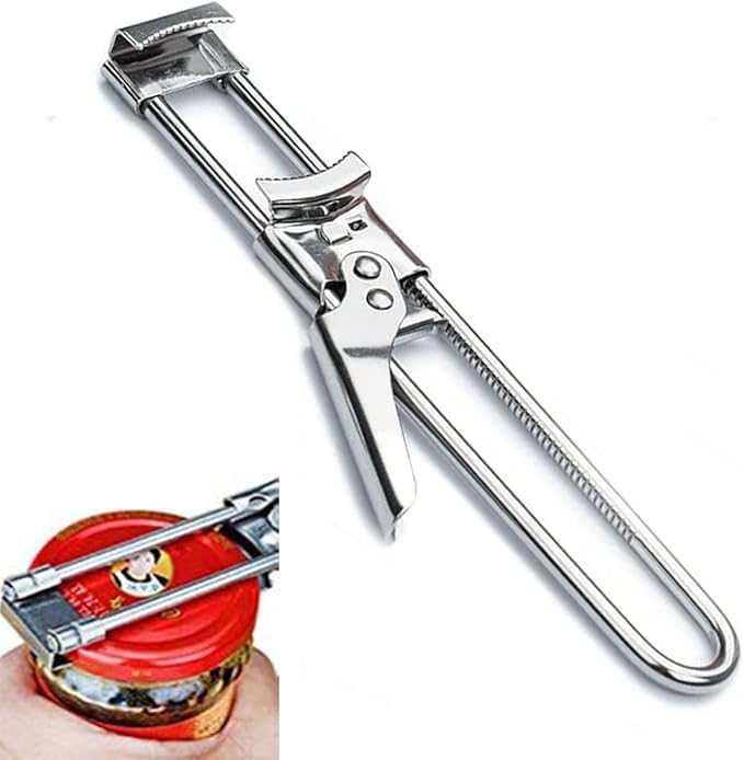 Master Jar & Bottle Opener,Adjustable Multifunctional Stainless Steel Can Opener Jar Lid Gripper,Manual,Kitchen Accessories（Silver)