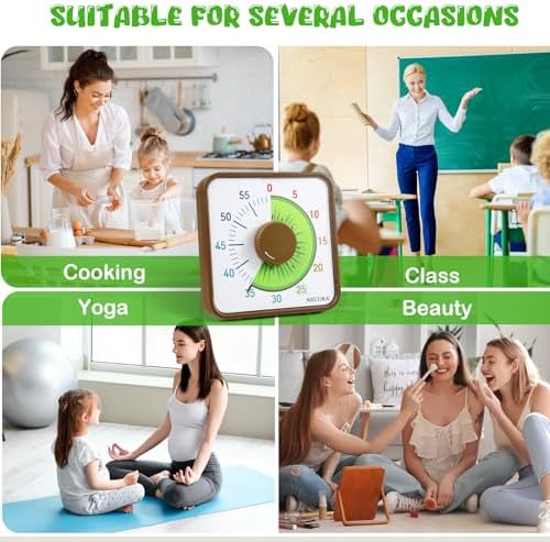 Secura 7.5-Inch Fruit Visual Timer for Kids, 60-Minute Countdown Timer for Classroom or Kitchen, Durable Mechanical Timer Clock with Magnetic Backing (Kiwi)