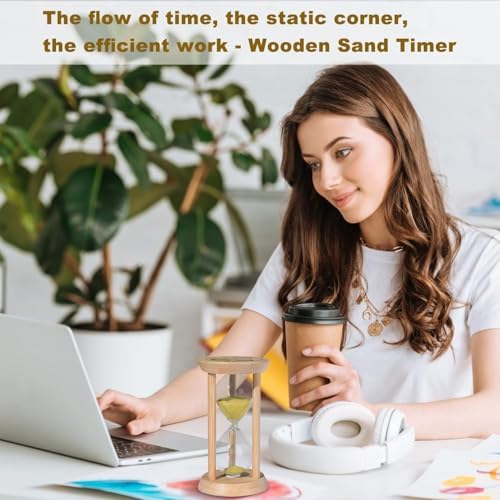 SuLiao Wooden Sand Timer 15 Minute Hourglass, Wood Gold Sand Clock, Small Watch 15 Min Timer, Reloj De Arena, Hour Glass Sandglass for Home, Office, Decorative, Game, Classroom