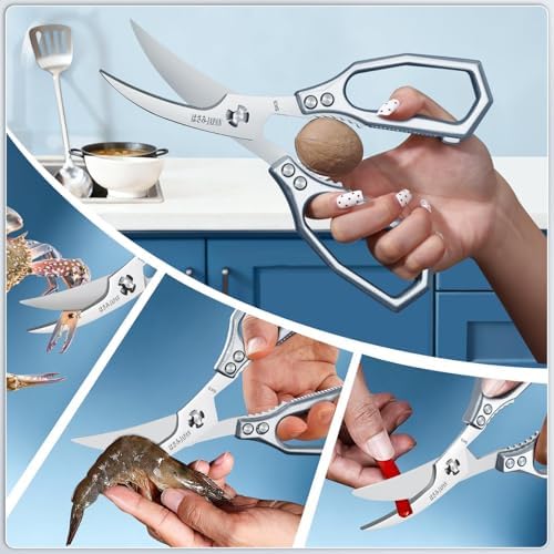 HUUSK Silver Kitchen Scissors Set -Heavy Duty Kitchen Shears