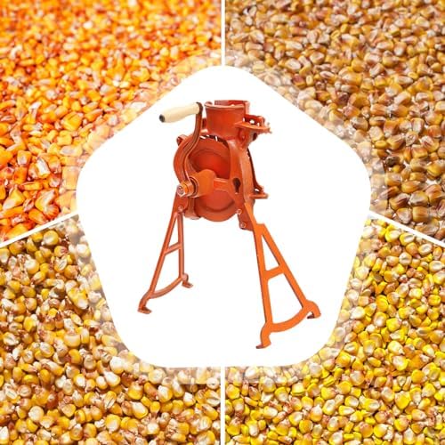 Corn Sheller Hand Crank, Heavy Duty Corn Cob Stripper Shelling Machine, Hand Corn Sheller with Wooden Handle, Manual Quick Corn Cob Stripper Tool for Home Use (Orange)