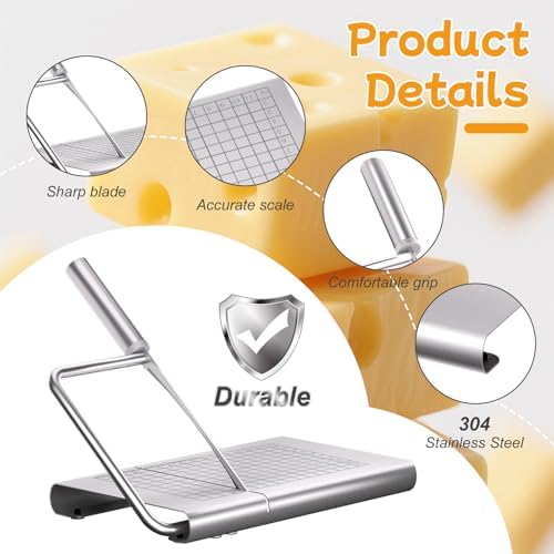 Cheese Slicer Board, Stainless Steel with Blade for Block Cheese