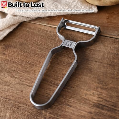 Wagensteiger Stainless Steel Potato Peeler with Extra-Wide Peeling Blade, Great for Large Vegetables (1609)