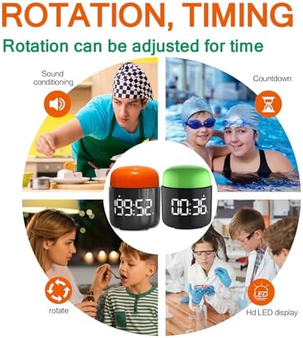 Large Display Digital Timer Stopwatch, Retro Manual Twist Table Count Down & Up Game Timer, Easy to use, Night Light Silent & Sound Timers for ADHD Study Work Kitchen Classroom Yoga Gym (Tangerine)