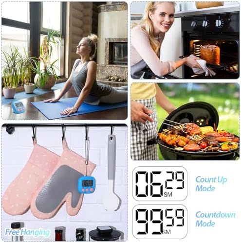 Leumoi 24 Pcs Digital Kitchen Timers Bulk Timer for Classroom, Blue