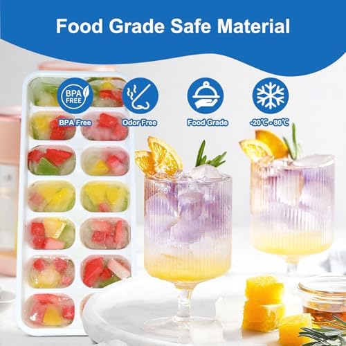 Ice Cube Trays with Lids for Freezer, 5 Pack Silicone Set, 70 Cubes