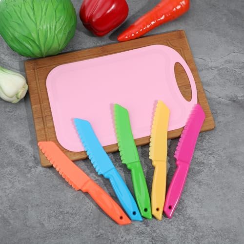 40 Pcs Kids Plastic Knife Set with Cutting Board Toddler Knife Tools, Including 20 Child Safe Knife 20 Chopping Board Kids Cooking Utensils for Cooking Club, Preschool