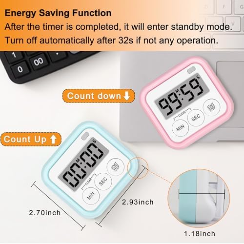 Timer, Kitchen Timers for Cooking Classroom Timer for Kids Teachers Magnetic Digital Timers 4 Pack, Pink