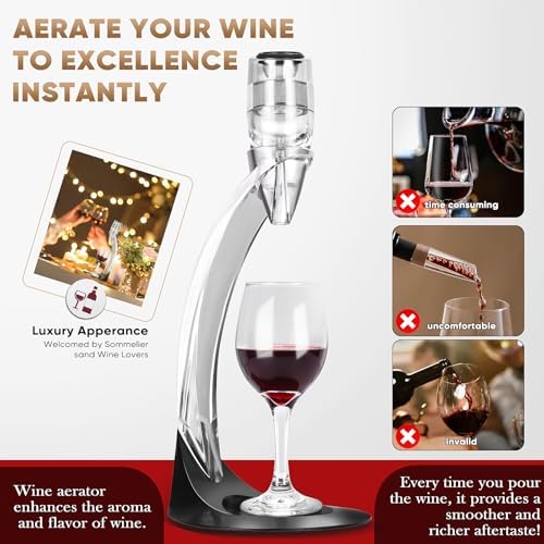 Premium Wine Aerator Pourer with Sediment Filter and Stand