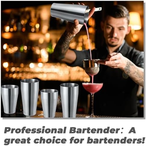 Sabary 6 Pcs Shakers Bartending Boston Cocktail Shaker, Sanding Silver