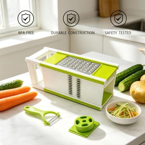 Mandoline Slicer for Kitchen, 4-in-1 Multi Vegetable Slicer with Container