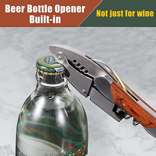 Waiters Corkscrew, Wine Bottle Opener, Heavy Duty Stainless Steel, Rosewood Handle, Shark Shaped Wine Key, Gift for Waiters, Bartenders, Sommelier