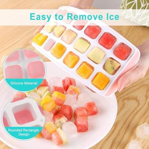 Small Ice Cube Trays with Lid,Mini Ice Cube Trays for Freezer 3 Pack