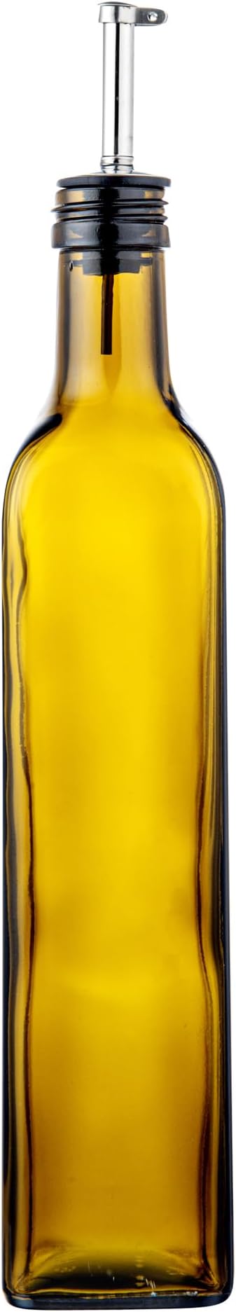 Restaurantware-Chef 101 16.9 Ounce Olive Oil Dispenser, 1 Kitchen Oil Dispenser Bottle - With Stainless Steel Pourer, Non-Leaking, Amber Glass Pourer, For Cooking Or Salad Dressings