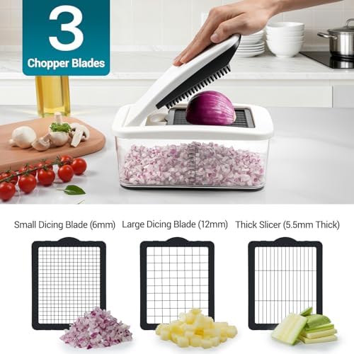 Sopito Vegetable Chopper Mandoline Slicer - Multifunctional Veggie Food Chopper With 6 Blades & Container, Heavy-Duty Vegetable Slicer and Cutter for Onion, Salad, and Food Preparation
