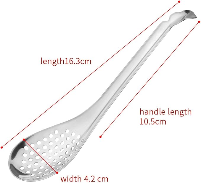 Spherification Spoon - Set of 2 Stainless Steel Spherification Spoon Molecular Slotted Bar Spoon Kitchen - KICW0071 (Silver)