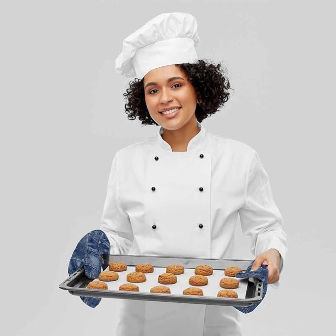 Mxocom Denim Patchwork Texture Silicone Oven Mitts and Pot Holders Sets BBQ Gloves for Kitchen,Cooking,Baking,Grilling