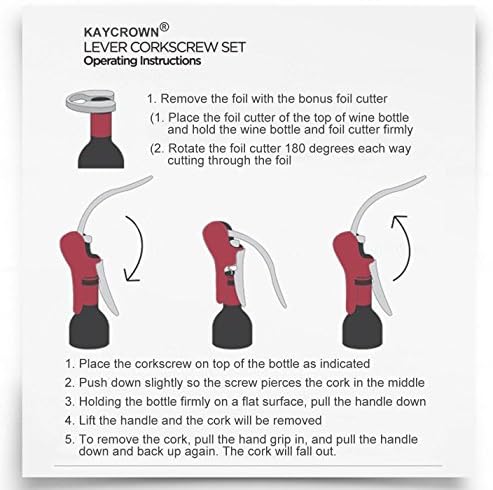 KAYCROWN Professional Zinc Alloy Power Wine Opener Corkscrew Built-in Foil Cutter Premium Lever Corkscrew Waiter Wine Opener Kit Bottle Opener