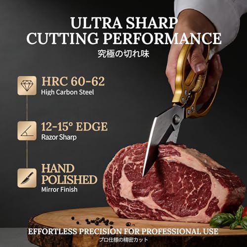 Kitchen Scissors, Kitchen Shears, Sharp Meat Cutting Scissor Dishwasher Safe, Poultry Shear Heavy Duty, Japan Cooking Kitchen Scissors Set for Food Chicken Shears, Gifts for Men Women