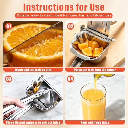 304 Stainless Steel Lemon Squeezer, Dishwasher Safe Manual Juicer
