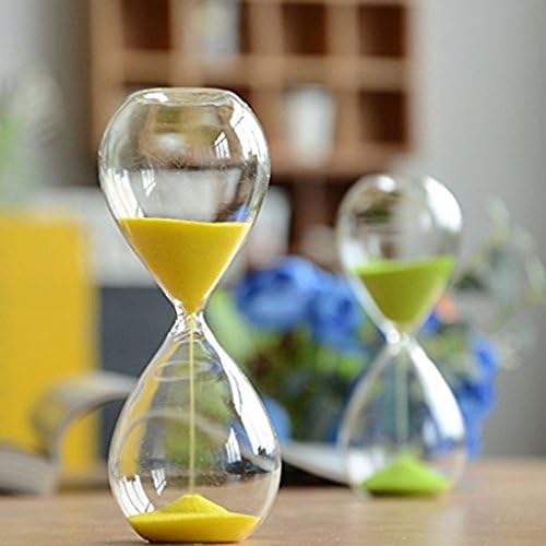 Large Fashion Colorful Sand Glass Sandglass Hourglass Timer Clear Smooth Glass Measures Home Desk Decor Xmas Birthday Gift (Yellow, 10 Minutes)