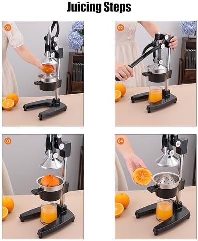LIU&LIU Citrus Juicer,Manual Citrus Juicer with Conical Pressure Plates,Hand Juice Extractor for Home,Café,Bar,Black