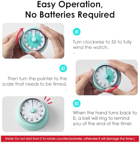 Visual Timer, Teeloray Kitchen Timer with Magnetic Base (Mint Green)
