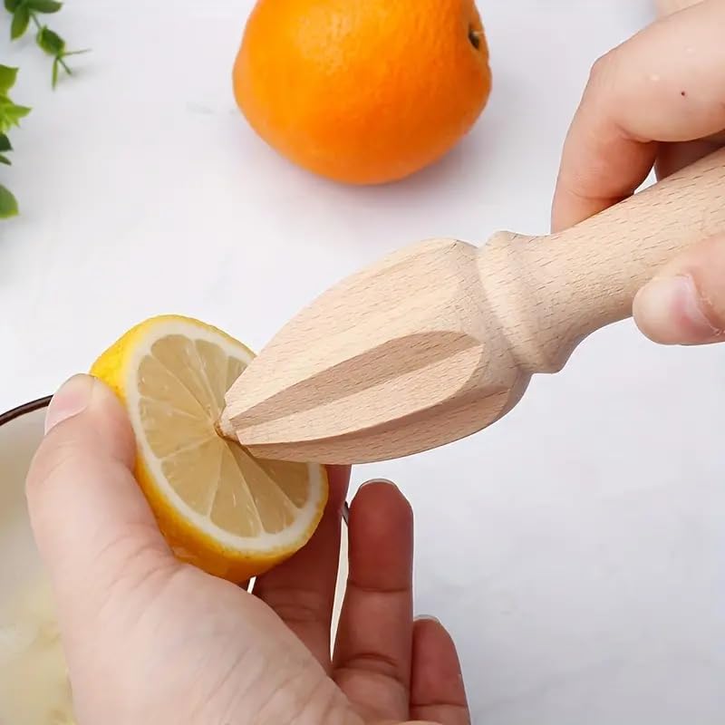 Wooden Citrus Reamer 6.1 Inches – Manual Lemon Squeezer and Citrus Juicer for Limes, Oranges, Lemons – Handheld Wooden Juice Extractor – Natural Brown Wood