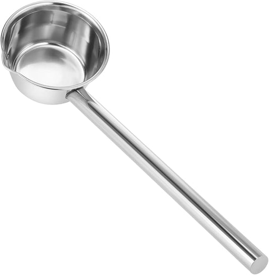 PRETYZOOM 14‘’ Long Handle Stainless Steel Water Ladle with Pour Spout Soup Scoop, Large Metal Garden Watering Spoon for Kitchen, Cooking Japanese Bathing Dipper Heavy Duty