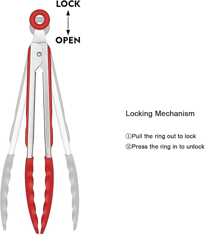 4 Pack Silicone Kitchen Cooking Tongs Set, Stainless Steel Nonstick Food Tong with BPA Free Silicone Tips for Serving Pasta Spaghetti Steak Pie Pizza Salad Vegetable Fruit Grilling BBQ Buffet 9" & 12"