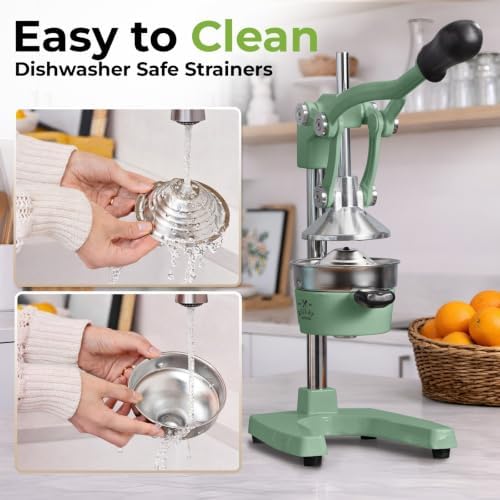 Zulay Kitchen Cast Iron Juicer - Heavy Duty Orange Juicer with Detachable Strainers for Easy Cleaning, Citrus Press for Citrus Fruits, Perfect for Bartenders, Juice Lovers & Health Enthusiasts