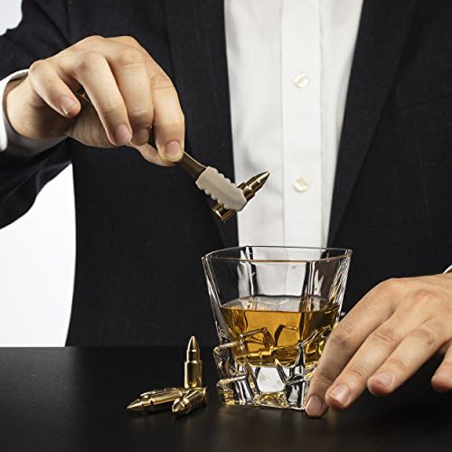 Bullet Whiskey Chillers Stones 1.75in Set of Six Stainless Steel Gold Rocks