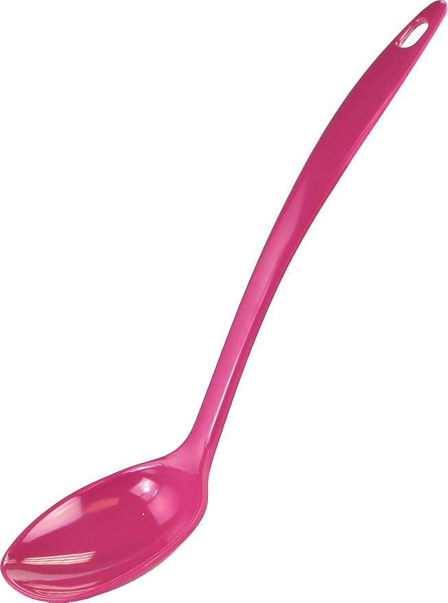 Reston Lloyd Cooking Spoon for Serving, Basting, Mixing, Heat Resistant, BPA Free Melamine 11 inch Utensil with Ergonomic Handle, Set of 6, Magenta
