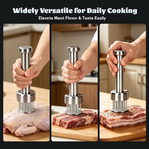 304 Stainless Steel Meat Tenderizer with 21 Retractable Needles